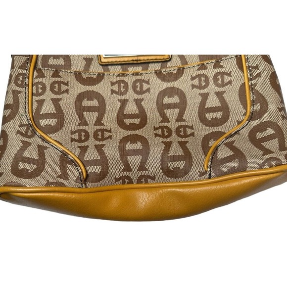 Vtg Y2K Etienne Aigner Signature Logo Small Purse Handbag Yellow Leather Trim - Picture 3 of 10